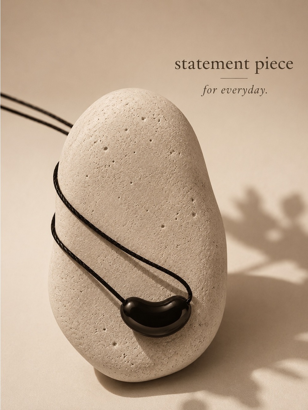 Black Bean Pendant Necklace - Minimal Statement